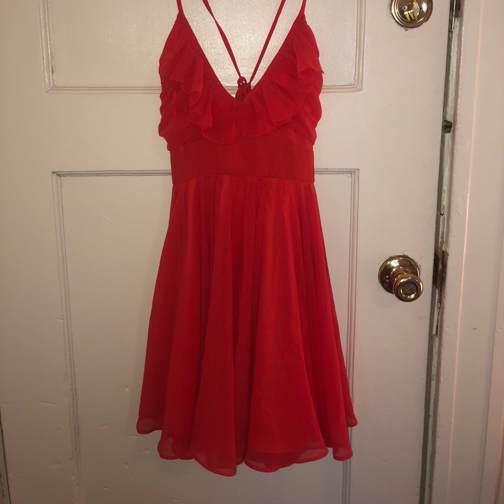 Red flowy dress